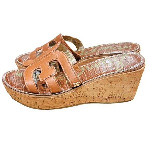 Sam Edelman Regis Leather Cork Wedges with Round Toe Size 8 - Picture 7 of 8